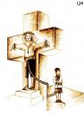 Cartoon: THE TWO FACES OF THE CROSS (small) by QUIM tagged false,madonna,pray,provocative,daughter