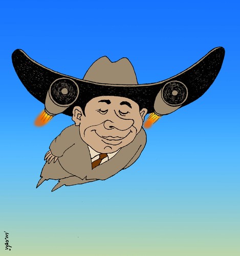 Cartoon: flying with hat (medium) by Medi Belortaja tagged man,hat,holidays,travelling,flying