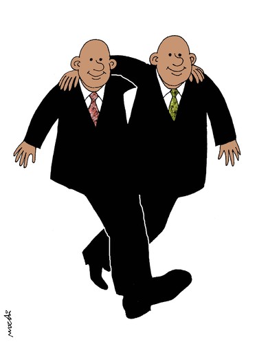 Cartoon: friendship (medium) by Medi Belortaja tagged friendship,twins,leader,head,chief,business,people,men