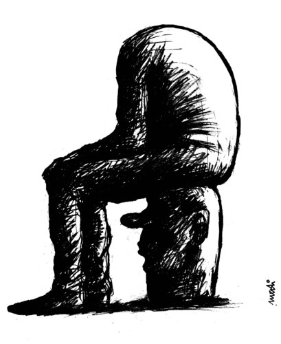 Cartoon: sitting (medium) by Medi Belortaja tagged sitting,sit,head,chair,intelligence,mind