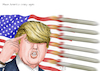 Cartoon: Make America crazy again (small) by Ago tagged usa,präsident,donald,trump,amerika,raketanangriffe,muskelspiele,drohungen,nordkorea,kim,jong,un,eskalation,raketen,marschflugkörper,aggressive,außenpolitik,kalter,krieg,provokation,politik,karikatur,cartoon,tale,agostino,natale