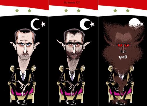 Cartoon: werewolf in Syria (medium) by ELCHICOTRISTE tagged syria,bashard