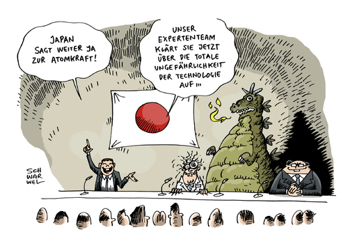 Cartoon: Atomkraft Japan Ausstieg (medium) by Schwarwel tagged atomkraft,japan,ausstieg,karikatur,schwarwel,atomkraft,japan,ausstieg,karikatur,schwarwel