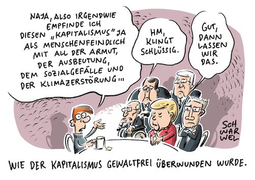 Cartoon: G20 Gipfel Kapitalismuskritik (medium) by Schwarwel tagged g20,gipfel,hamburg,deutschland,politik,politiker,staatschefs,regierungschefs,staatsoberhäupter,randale,ausschreitungen,demo,demonstration,globalisierung,globalisierungsgegner,brennende,autos,polizei,wasserwerfer,polizeigewalt,linksextrem,linksextremismus,rote,floa,barrikaden,die,linke,partei,angezündet,karikatur,schwarwel,verwüstung,zerstörung,merkel,arm,armut,reich,reichtum,klimagipfel,klima,umwelt,umweltzerstörung,kapitalismus,kapitalismuskritik,ausbeutung,sozialgefälle,sozial,macht,machthaber,gier,gewalt,sigmar,gabriel,seehofer,bundeskanzlerin,minister,g20,gipfel,hamburg,deutschland,politik,politiker,staatschefs,regierungschefs,staatsoberhäupter,randale,ausschreitungen,demo,demonstration,globalisierung,globalisierungsgegner,brennende,autos,polizei,wasserwerfer,polizeigewalt,linksextrem,linksextremismus,rote,floa,barrikaden,die,linke,partei,angezündet,karikatur,schwarwel,verwüstung,zerstörung,merkel,arm,armut,reich,reichtum,klimagipfel,klima,umwelt,umweltzerstörung,kapitalismus,kapitalismuskritik,ausbeutung,sozialgefälle,sozial,macht,machthaber,gier,gewalt,sigmar,gabriel,seehofer,bundeskanzlerin,minister