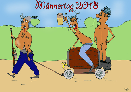Cartoon: Männertag (medium) by Peter Losch tagged himmelfahrt,feiertag,männertag,wandern,mai,geselligkeit