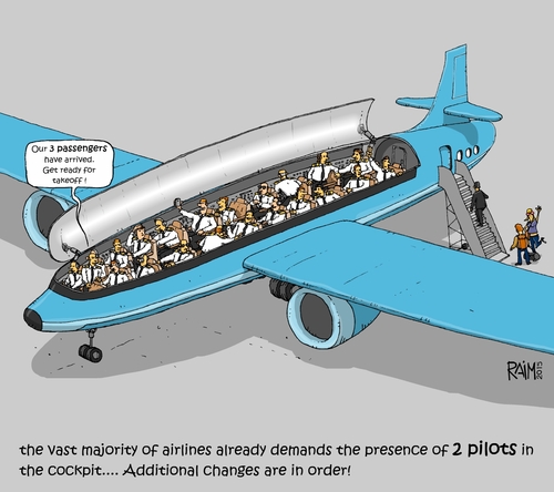 Cartoon: pilots (medium) by raim tagged pilots,cockpit,safety,flying