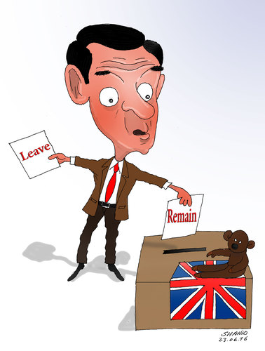 Cartoon: UK Leave or Remain ? (medium) by Shahid Atiq tagged afghanistan,kabul,syria,iran,switzerland,schweiz,usa,france,football,safi,cartooneu,uk