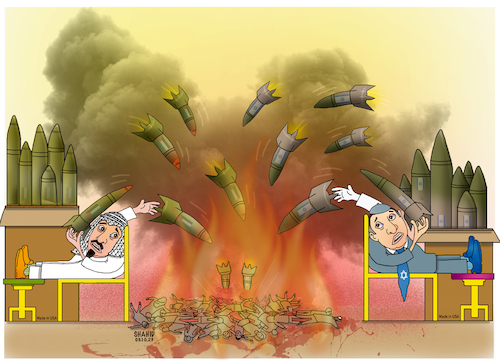 Cartoon: War is not the solution! (medium) by Shahid Atiq tagged wohld