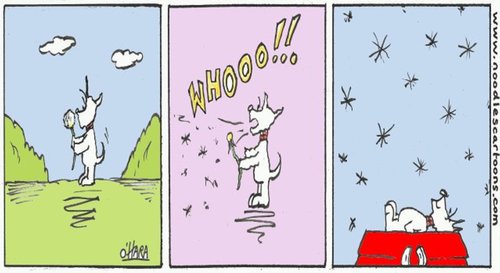 Cartoon: whooo!.. (medium) by noodles cartoons tagged dog,scotty,hamish,destiny,fate,love,clock,fairy