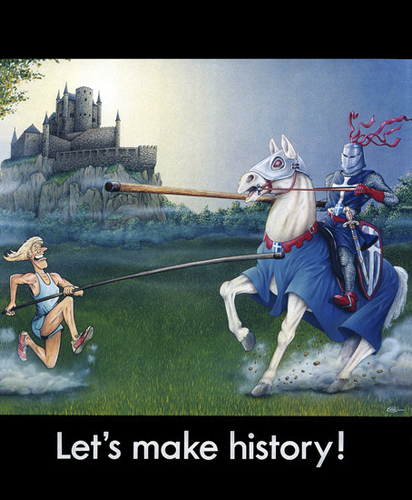 Cartoon: Make History! (medium) by Stan Groenland tagged champions,heroesolympics,castle,knights,history,athletics,cartoon