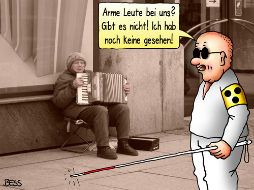 Cartoon: Armut in Deutschland (medium) by besscartoon tagged mann,frau,blind,arm,reich,armut,reichtum,deutschland,bess,besscartoon