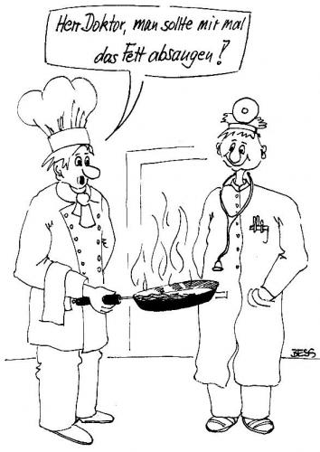 Cartoon: Fett absaugen (medium) by besscartoon tagged absaugen,fett,koch,medizin,arzt,männer,bess,besscartoon