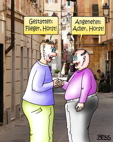 Cartoon: Gestatten... (medium) by besscartoon tagged männer,name,adlerhorst,fliegerhorst,bess,besscartoon