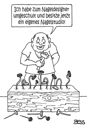 Cartoon: Nageldesigner (medium) by besscartoon tagged mann,umschulung,nagelstudio,nageldesaigner,nagel,bess,besscartoon