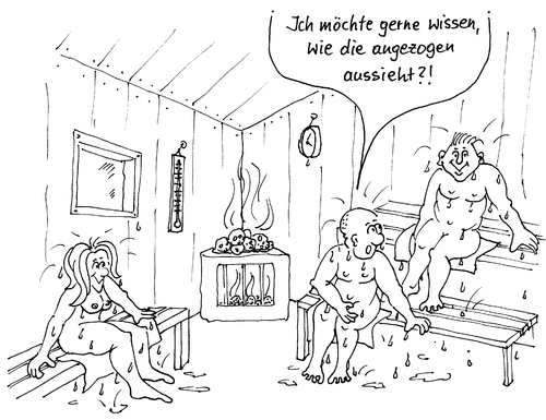 Cartoon: Sauna (medium) by besscartoon tagged frau,männer,sauna,mode,angezogen,bess,besscartoon