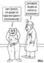 Cartoon: hirnlos (small) by besscartoon tagged arzt,patient,doktor,gesund,hirnlos,gehirnerschütterung,krank,bess,besscartoon