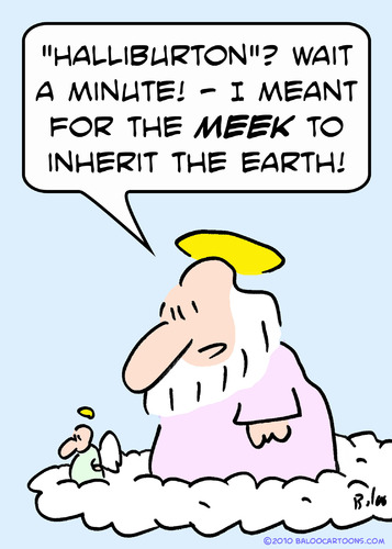 Cartoon: angel god halliburton inherit (medium) by rmay tagged angel,god,halliburton,inherit,earth
