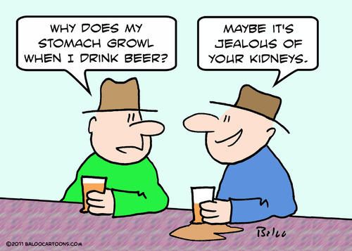 Cartoon: beer stomach growl jealous kidne (medium) by rmay tagged beer,stomach,growl,jealous,kidne