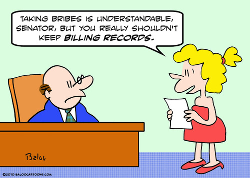 Cartoon: billing records senator bribes (medium) by rmay tagged billing,records,senator,bribes