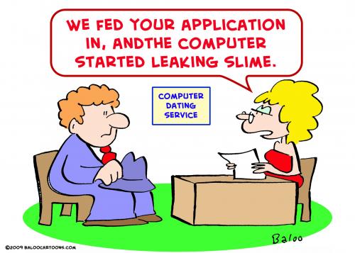 Cartoon: computer dating slime (medium) by rmay tagged computer,dating,slime