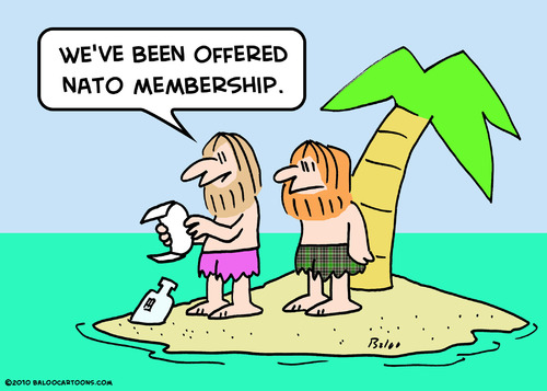 Cartoon: desert isle nato membership (medium) by rmay tagged desert,isle,nato,membership