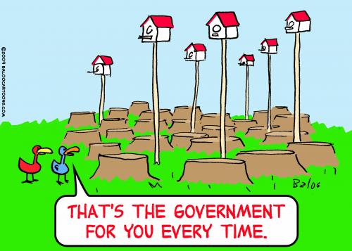 Cartoon: government bird house trees (medium) by rmay tagged government,bird,house,trees