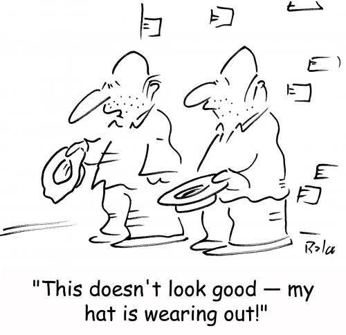 Cartoon: hat wearing out (medium) by rmay tagged hat,wearing,out,panhandlers