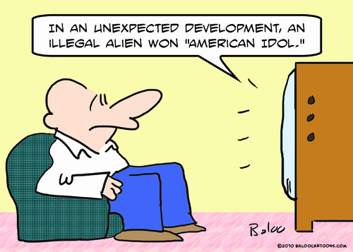 Cartoon: illegal alien american idol (medium) by rmay tagged illegal,alien,american,idol
