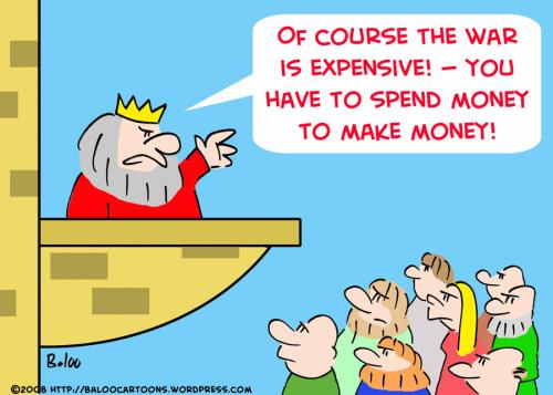 Cartoon: KING WAR EXPENSIVE SPEND MONEY M (medium) by rmay tagged king,war,expensive,spend,money,make