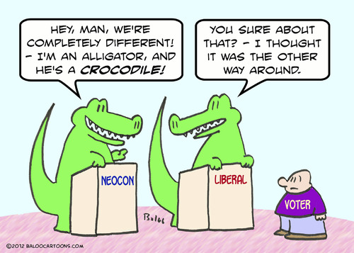 Cartoon: Liberals and Neocons (medium) by rmay tagged liberals,and,neocons
