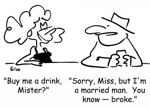Cartoon: Married Man Broke (medium) by rmay tagged married,man,broke,buy,drink,bar