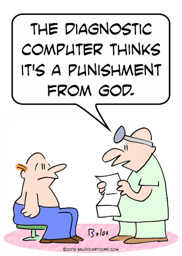 Cartoon: punishment god doctor patient (medium) by rmay tagged punishment,god,doctor,patient