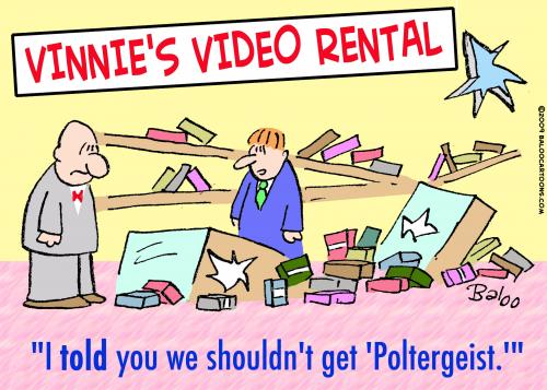 Cartoon: video rental poltergeist (medium) by rmay tagged video,rental,poltergeist
