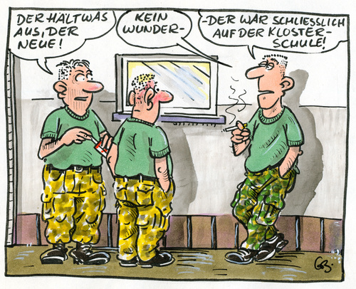 Cartoon: ... (medium) by GB tagged bundeswehr,gebirgsjäger,church,catholic,missbrauch,religion,kloster,pater,katholische,kirche,mißhandlung,bundeswehr,missbrauch,religion,kloster,pater,katholische,katholische kirche,mißhandlung,mißbrauch,sexueller mißbrauch,kirche,sexueller