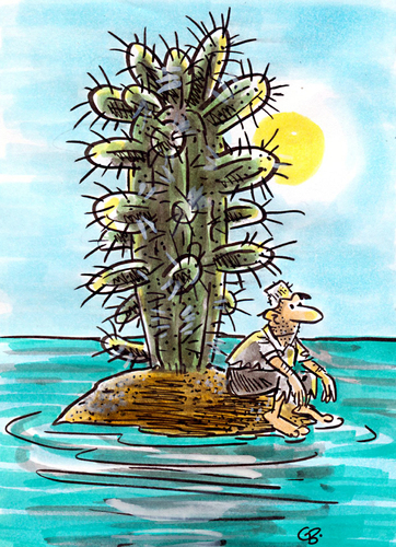 Cartoon: insel (medium) by GB tagged mare,ocean,ozean,meer,strand,sand,kaktus,palme,schiffbrüchiger,palmtree,cactus,dessert,islet,isle,island,insel,insel,schiffbrüchiger,palme,kaktus,sand,strand,meer