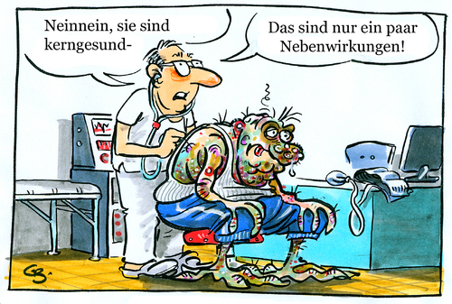 Cartoon: Schweinegrippe-Impfung (medium) by GB tagged impfung,schweinegrippe,serum,pandmie,impfstoff,nebenwirkungen,wirkungsverstärker,impfung,schweinegrippe,pandmie,impfstoff,nebenwirkungen,wirkungsverstärker,krankheit,gesundheit,grippe,virus,nebenwirkung,patient,praxis,arzt,doktor