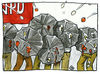 Cartoon: NPD Wahlkampf (small) by GB tagged rechte,neo,nazi,kundgebung,wahl,rede,veranstaltung,braun,glatzen,npd