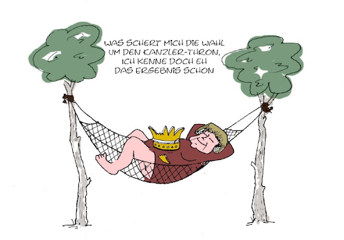 Cartoon: Bundestagswahl (medium) by Retlaw tagged wähler,krone,zacken,merkel,hängematte