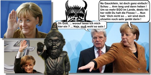 Cartoon: Merkel schult Gauck (medium) by eCollage tagged politik,politiker,salute,egoismus