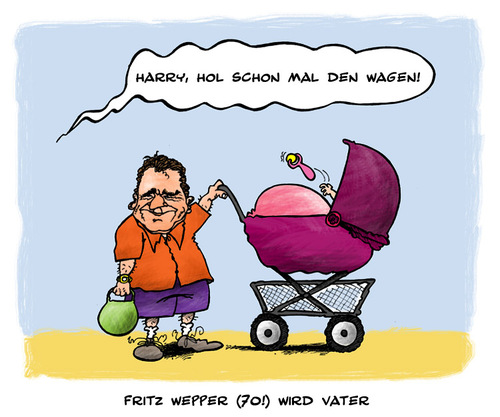 Cartoon: Fritz Wepper wird Vater (medium) by Mario Schuster tagged karikatur,cartoon,mario,schuster,fritz,wepper