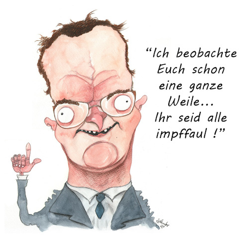 Cartoon: Gesundheitsminister Spahn (medium) by Mario Schuster tagged karikatur,cartoon,corona,mario,schuster,deutschland,politik,spahn,merkel