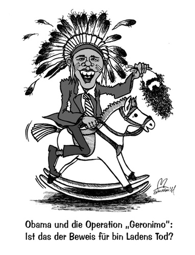 Cartoon: Operation Geronimo (medium) by Mario Schuster tagged karikatur,cartoon,barack,obama,bin,laden,mario,schuster