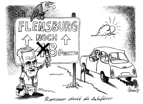 Cartoon: Ramsauer schockt die Autofahrer (medium) by Mario Schuster tagged politik,flensburg,führerschein,auto,ramsauer,schuster,mario,cartoon,karikatur