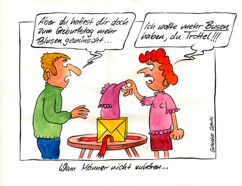 Cartoon: Wenn Männer nicht zuhören... (medium) by Mario Schuster tagged karikatur,cartoon,mario,schuster,mann,frau,leben