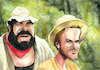 Cartoon: Bud Spencer und Terence Hill (small) by Mario Schuster tagged bud,spencer,terence,hill,karikatur,cartoon,mario,schuster