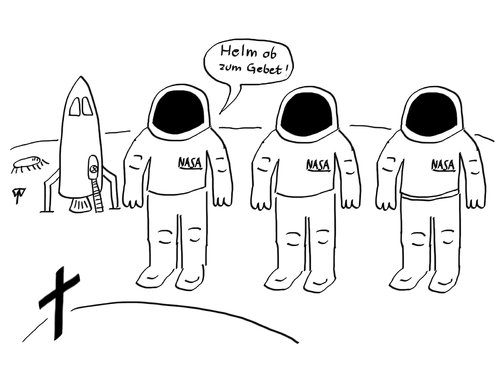 Cartoon: Astronautenbegräbnis (medium) by thalasso tagged space,burial,weltraum,begräbnis