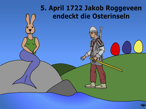 Cartoon: Frohe Ostern! (medium) by thalasso tagged ostern,osterinseln,entdecker,ostereier,osterhase