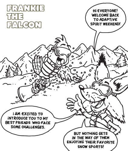Cartoon: Fox and Falcon (medium) by karlwimer tagged falcon,fox,ski,snowboard,snow,disabled