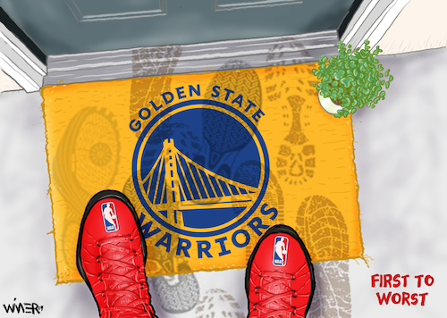 Cartoon: Golden State NBA Doormat (medium) by karlwimer tagged nba,basketball,golden,state,warriors,doormat,competition