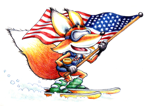 Cartoon: Sammy Adaptive Ski (medium) by karlwimer tagged fox,ski,snowboard,winter,sports,paralympics